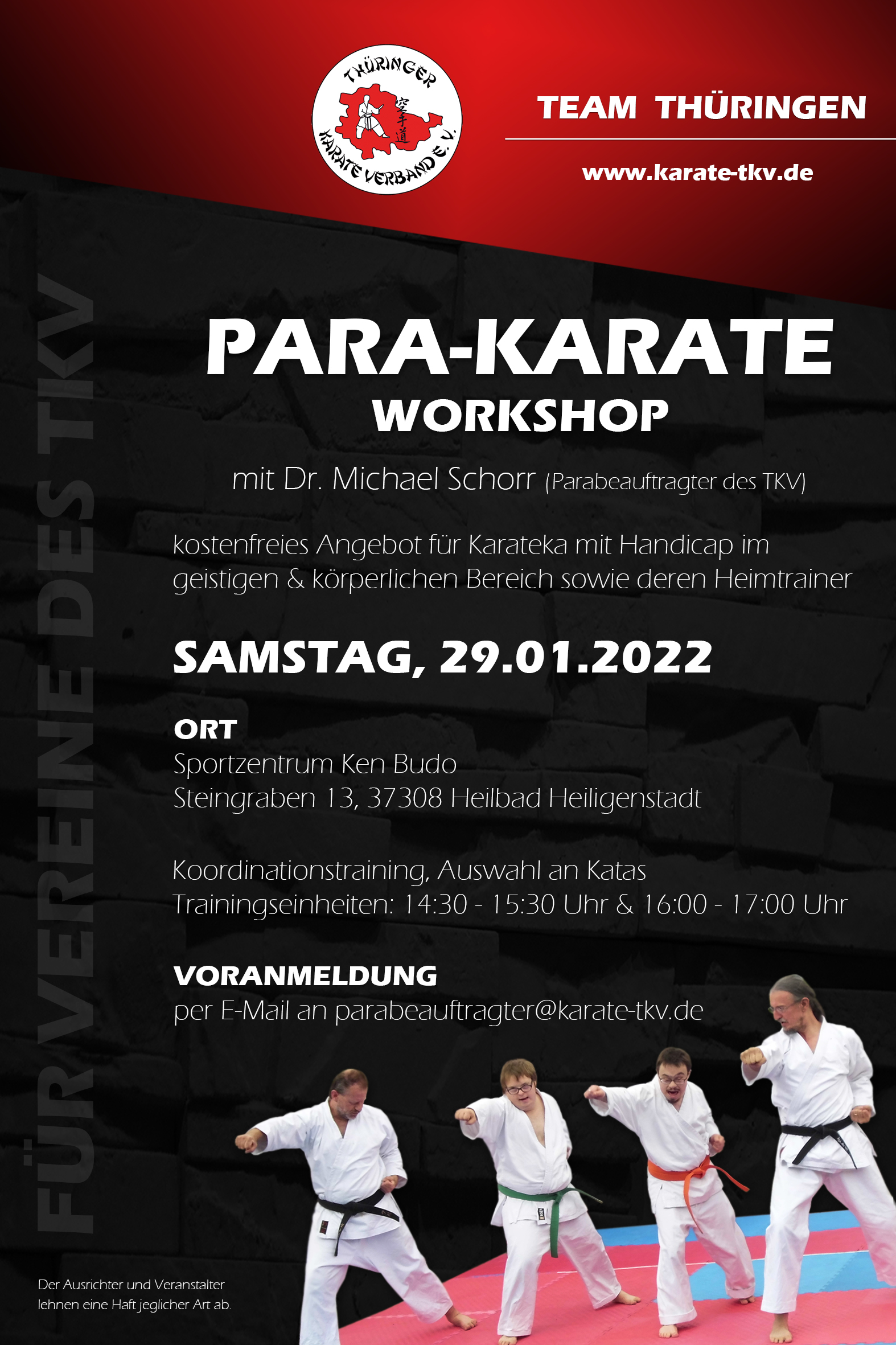 Einladung zum Para-Karate Workshop am 29.01.2022